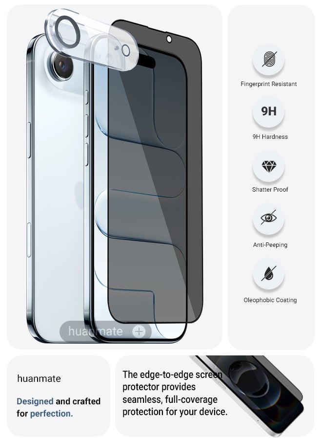 2 in 1 Apple iPhone Air Protection Pack - Anti-Peeping Privacy Glass Screen Protector & Camera Lens Protector, Premium Edge-to-Edge, High Transparency, Anti-Explosion, Easy Installation - view 2