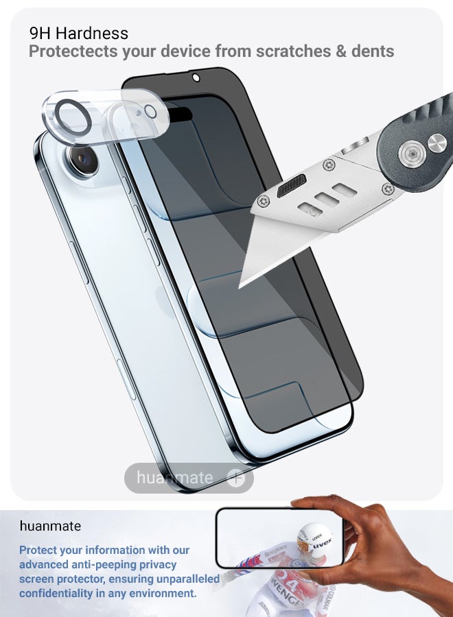 2 in 1 Apple iPhone Air Protection Pack - Anti-Peeping Privacy Glass Screen Protector & Camera Lens Protector, Premium Edge-to-Edge, High Transparency, Anti-Explosion, Easy Installation - view 4