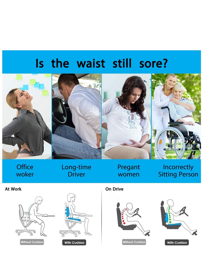 Arabest Seat Cushion and Lumbar Support Pillow, Memory Foam Support Backrest with Adjustable Straps, Memory Foam Seat Cushion for Office  - Image 2