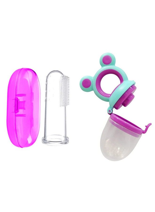 Tinny Tots Baby Fresh Fruit Vegetable Food Nibbler Rattle Silicone Teether Ears Print With Baby Food Grade Silicone Finger Toothbrush Bpa Free For Babies Oral Dental Care (Design 44) - Image 1