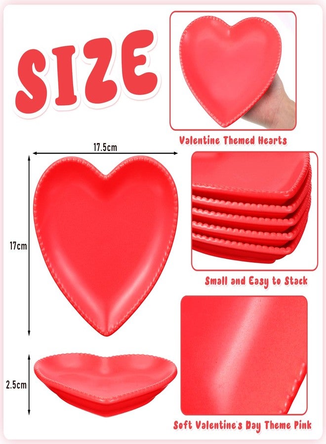Meanplan 6 Pcs Heart Shaped Plates Ceramic 6.9 Inches Salad Ceramic Graduation Plates Dinner Heart Shaped Serving Dish Dessert Elegant for Kitchen Steak Snacks(Red) - Image 2