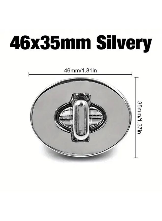 46x35mm Silvery Oval Locking Clasp Rotary Buckle For Bag Wallet Making - Image 1