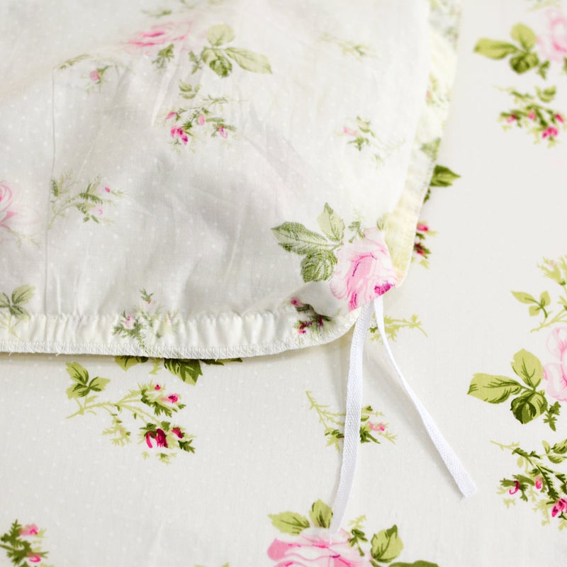 FADFAY Rosette Floral Print Duvet Cover Set Princess Lace Ruffle Bedding Set for Girls 3 Pieces Full Size - Image 5