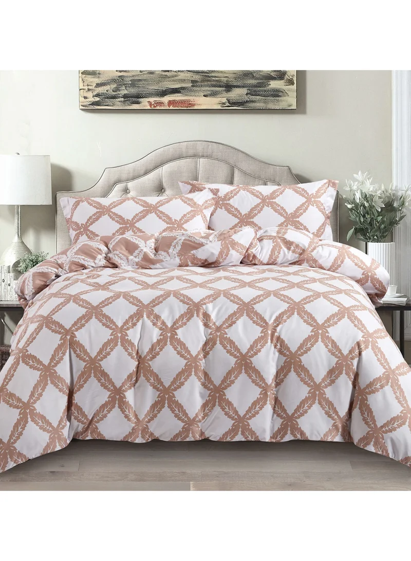 Donetella 3-Piece Duvet Cover Set Without Filler Microfiber Beige/Ivory Queen