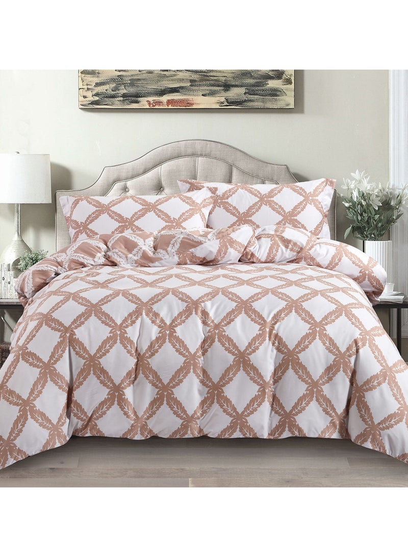 Donetella 3-Piece Duvet Cover Set Without Filler Microfiber Beige/Ivory Queen - Image 1