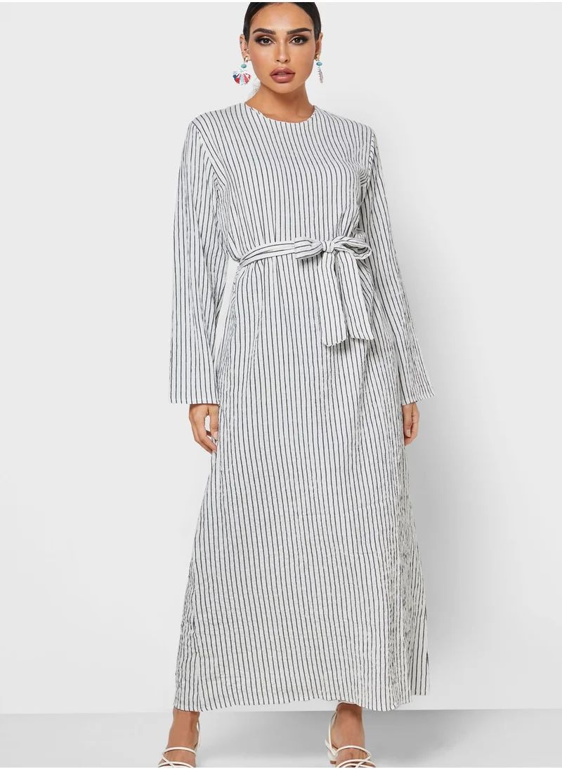 Desert Cove Belted Striped Dress