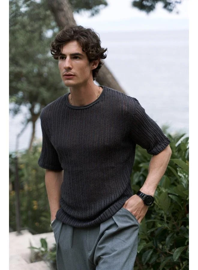 Joseph Men's Round Neck Smoked Knit T-Shirt.