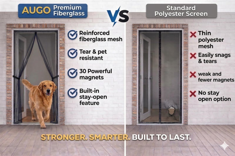 AUGO Heavy Duty Magnetic Screen Door Meshâ€“ Premium Reinforced Fiberglass Mesh, Pet & Kid Friendly, Tear Resistant Hands-Free Self Sealing Closure, Keep Open Feature â€“ 38" x 83" - Image 4