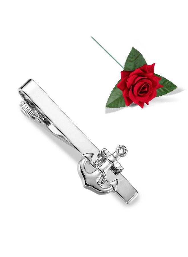 Peora Silver Plated Tie Pin Valentines Gift for Men & Boys with Red Rose - Image 1