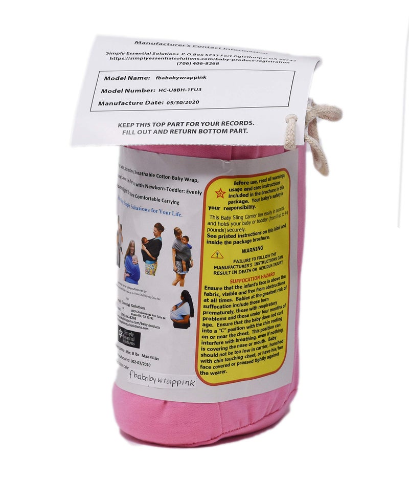 Simply Essential Solutions حمالة أطفال ناعمة ومرنة، قماش قطن، حمالة أطفال، غطاء للرضاعة للاستخدام مع حديثي الولادة - الأطفال الصغار: توزع الوزن بالتساوي لراحة أكبر أثناء الحمل (وردي) - Image 2
