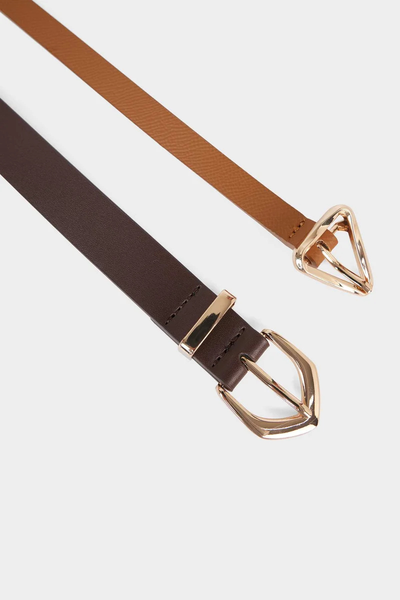 ديفاكتو Woman Faux Leather 2 Piece Classic Belt