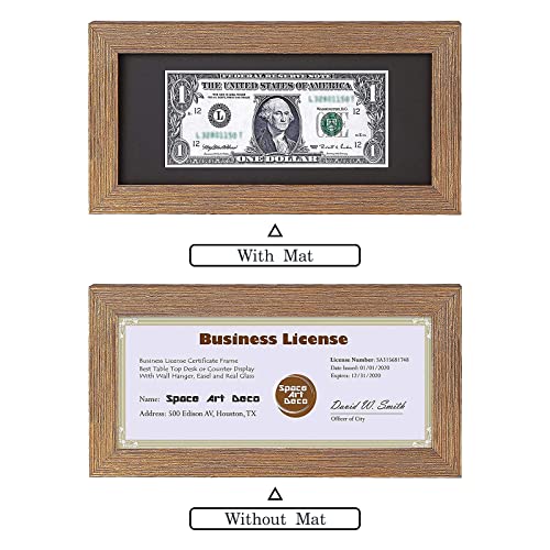 Space Art Deco, Gold Textured Dollar Bill/License Holder Frame in Black Mat, Money/Check Holder, Tempered Glass, Easel Stand for Desk or D-Ring Hangers Wall Mounting Display (Set of 1) - Image 4