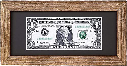 Space Art Deco, Gold Textured Dollar Bill/License Holder Frame in Black Mat, Money/Check Holder, Tempered Glass, Easel Stand for Desk or D-Ring Hangers Wall Mounting Display (Set of 1) - Image 1