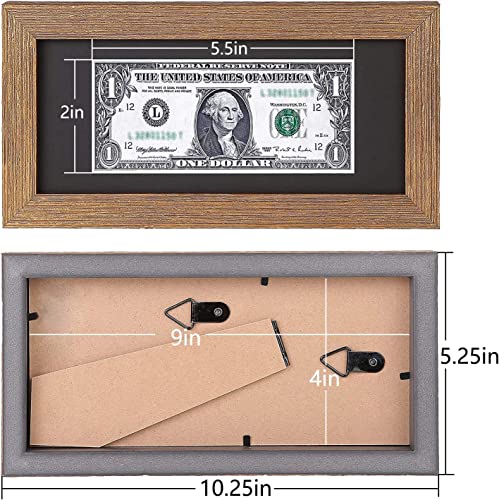 Space Art Deco, Gold Textured Dollar Bill/License Holder Frame in Black Mat, Money/Check Holder, Tempered Glass, Easel Stand for Desk or D-Ring Hangers Wall Mounting Display (Set of 1) - Image 3