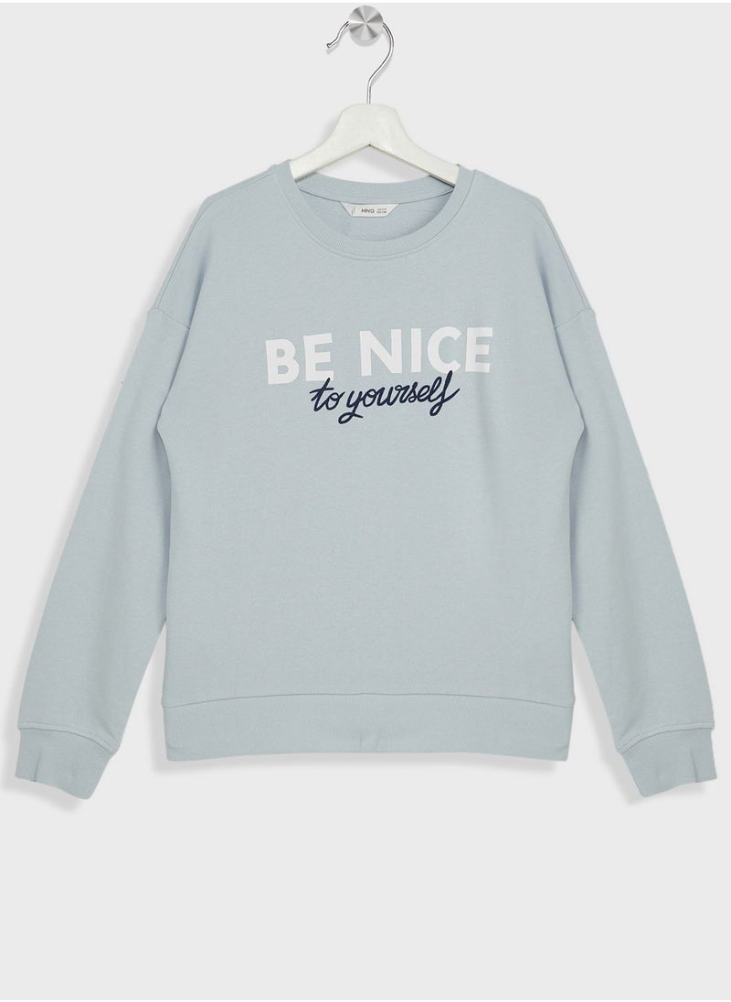 MANGO - Kids Text Print Sweatshirt - Image 1