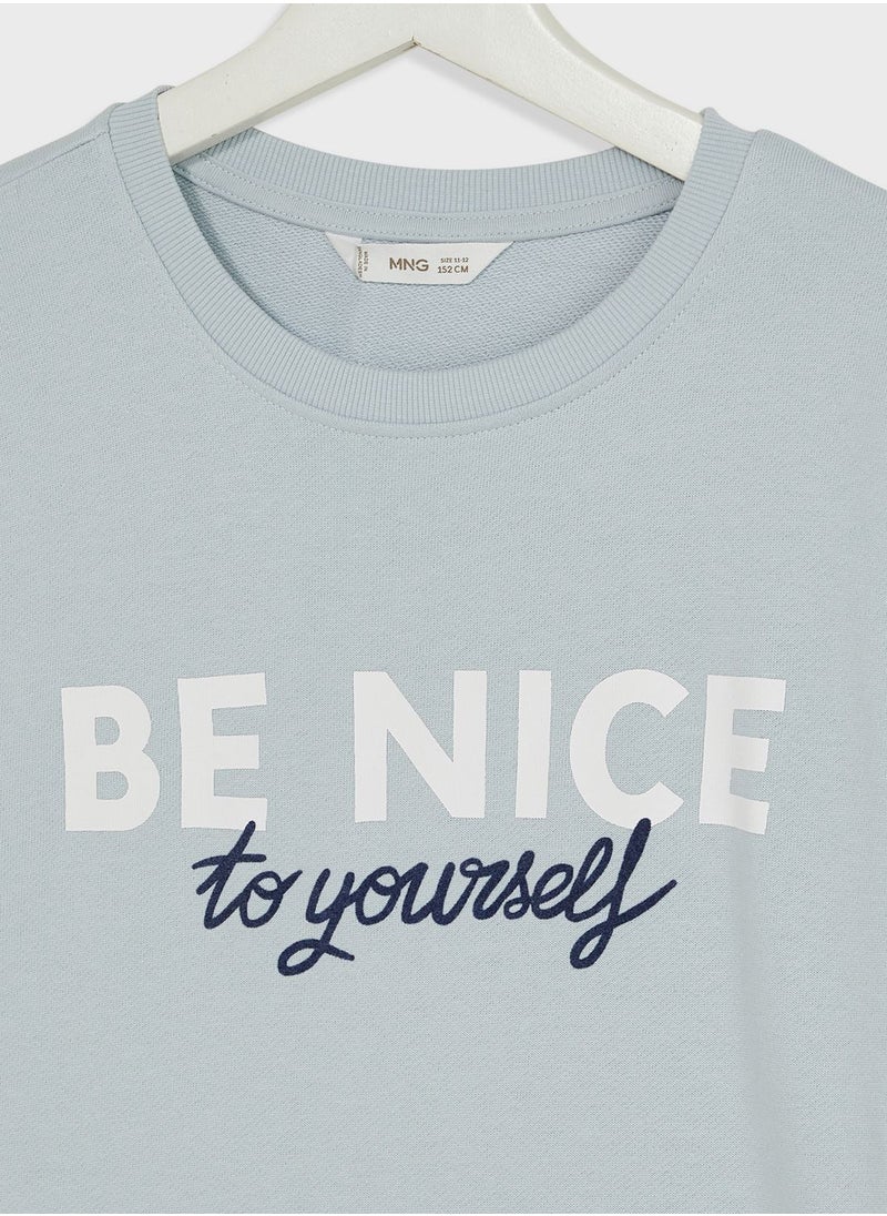 MANGO - Kids Text Print Sweatshirt - Image 1