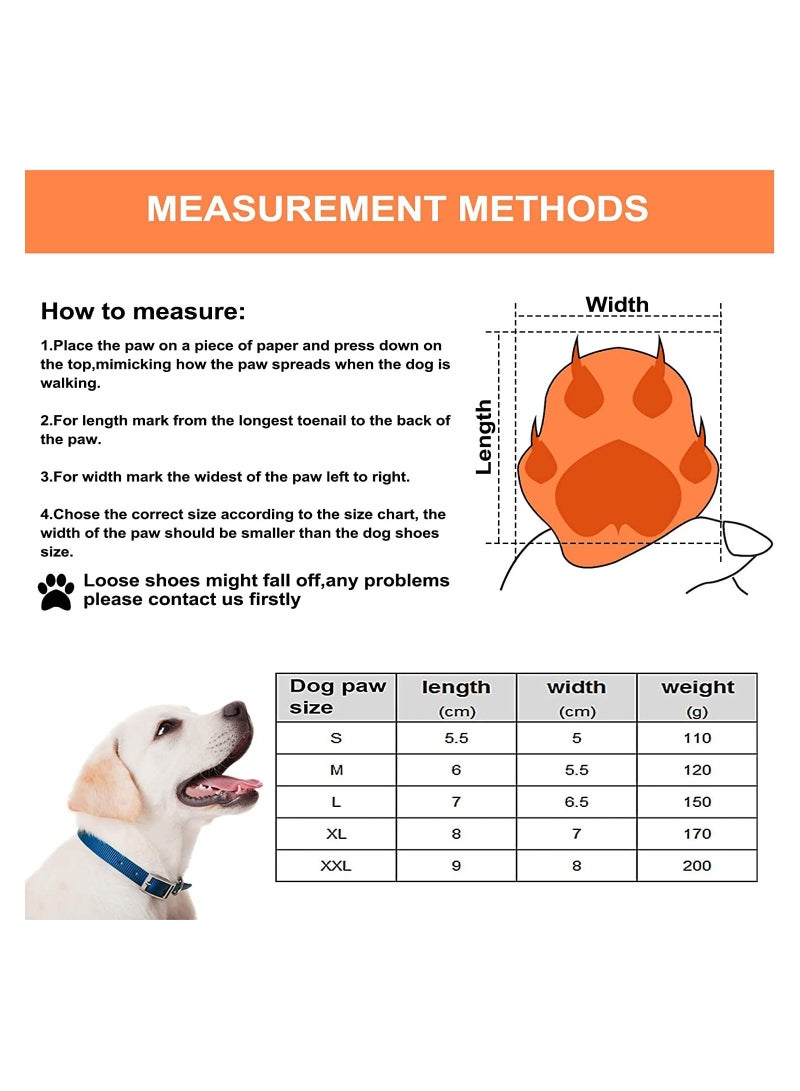 SYOSI Non-Slip Dog Protective Boots, Waterproof Dog Boots for Injured Paws, Set of 4 Wear-Resistant Dog Shoes with Reflective Straps, for Small Medium Large Dogs Outdoor (M, Orange)