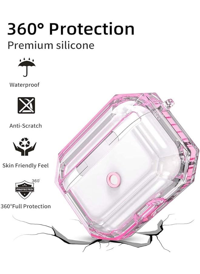 erorex - Airpods Pro 3 Case – 360° Full Protective Dustproof Tpu Transparent Crystal Clear Cover Anti Scratch Shockproof Protective Compatible Case Earphone Protective Sleeve Pink - Image 1