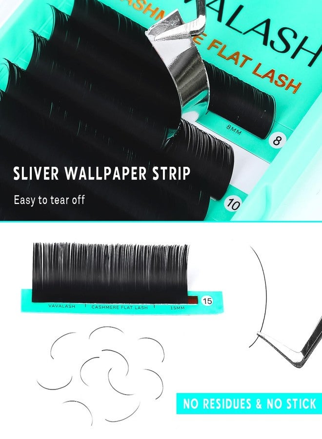 فافالاش رموش فافالاش كشمير إليبس المسطحة 0.15 0.2 مم انحناء CD 6-17 مم وصلات رموش كلاسيكية ناعمة وخفيفة الوزن ذات طرف منقسم غير لامع وصلات رموش طبيعية للاستخدام في الصالونات الاحترافية (0.15-C-8-15 مم) - Image 3