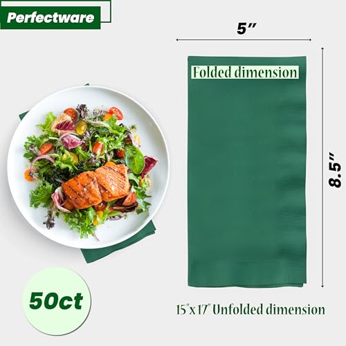 Perfectware 2 Ply Dinner Napkin Green 50 CT Green 2 Ply 15 x 17 Paper Dinner Napkins Pack of 50 CT Ideal For Party - Image 5