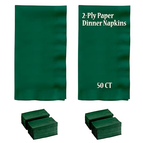Perfectware 2 Ply Dinner Napkin Green 50 CT Green 2 Ply 15 x 17 Paper Dinner Napkins Pack of 50 CT Ideal For Party - Image 2