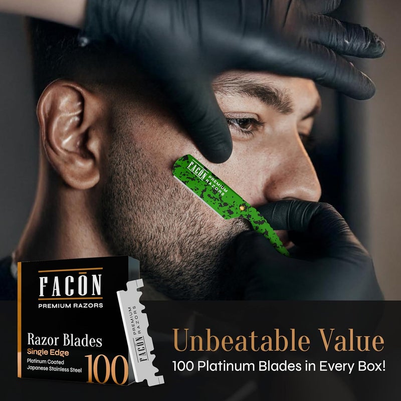 FACON Facón Straight Razors for Men - Professional Barber Straight Edge Razor Kit with 100 Blades, Classic Stainless Steel Barbero Shaver for a Smooth & Precise Shave, Premium Barber Razor for Men's Shaving - Image 5