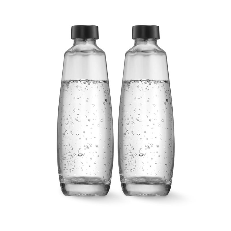 SodaStream زجاجات سودة ستريم ثنائية 1 لتر متوافقة مع دو 2x1ل كربوناتور أسود 10x195x29