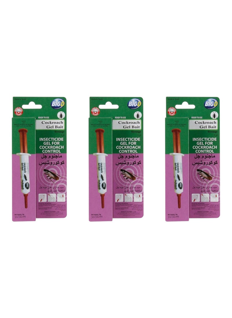 BIG D Big D Extreme Cockroach Gel Syringe 25g – Pack of 3 | Odorless Roach Killer Gel for Fast & Effective Colony Elimination 