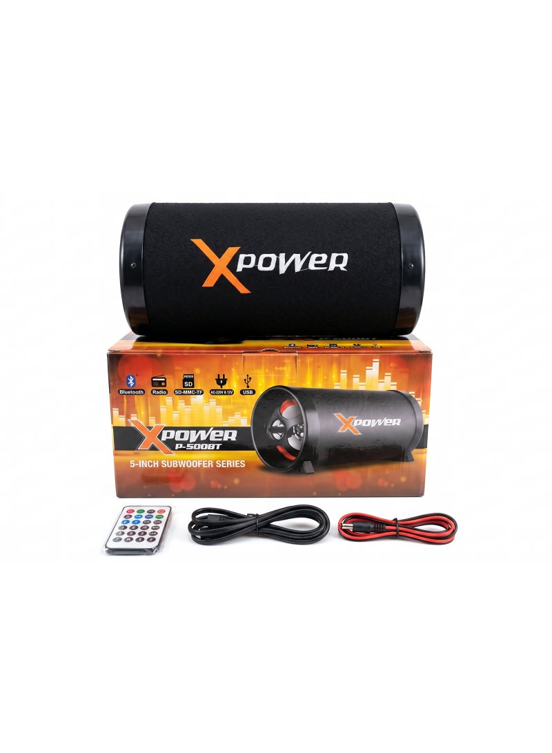 Xpower P-500BT Portable Bluetooth Speaker – 5 Inch – USB – Remote Control – Powerful Bass – Black - Image 1