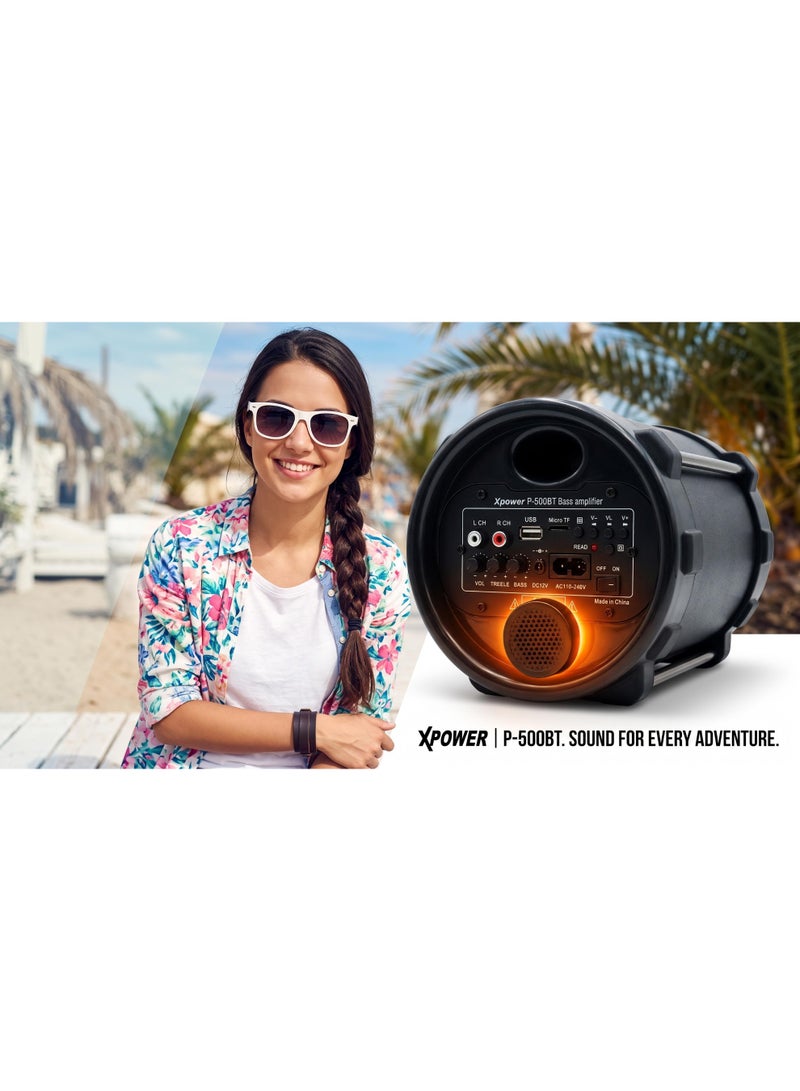 Xpower P-500BT Portable Bluetooth Speaker – 5 Inch – USB – Remote Control – Powerful Bass – Black - Image 5