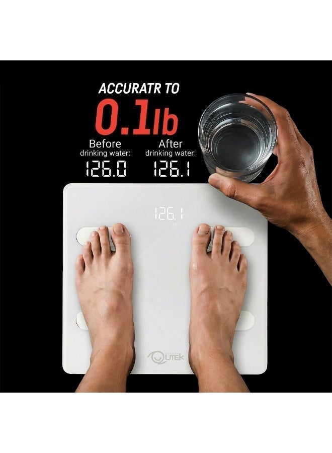 Qutek STEPS Smart Body Composition Scale, Bluetooth with App Sync, Dual BIA Technology, Multi-User Recognition - White - Image 3