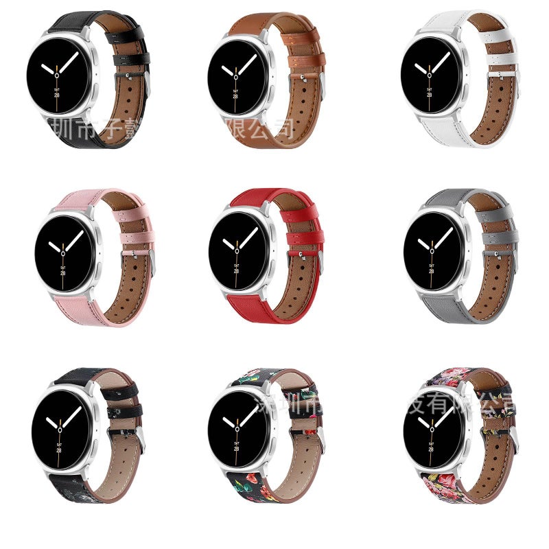 Adjustable Leather Gray Classic Strap Smartwatch Band Compatible with Samsung Galaxy Watch 8 Classic with Fit Replacement Strap - Image 2