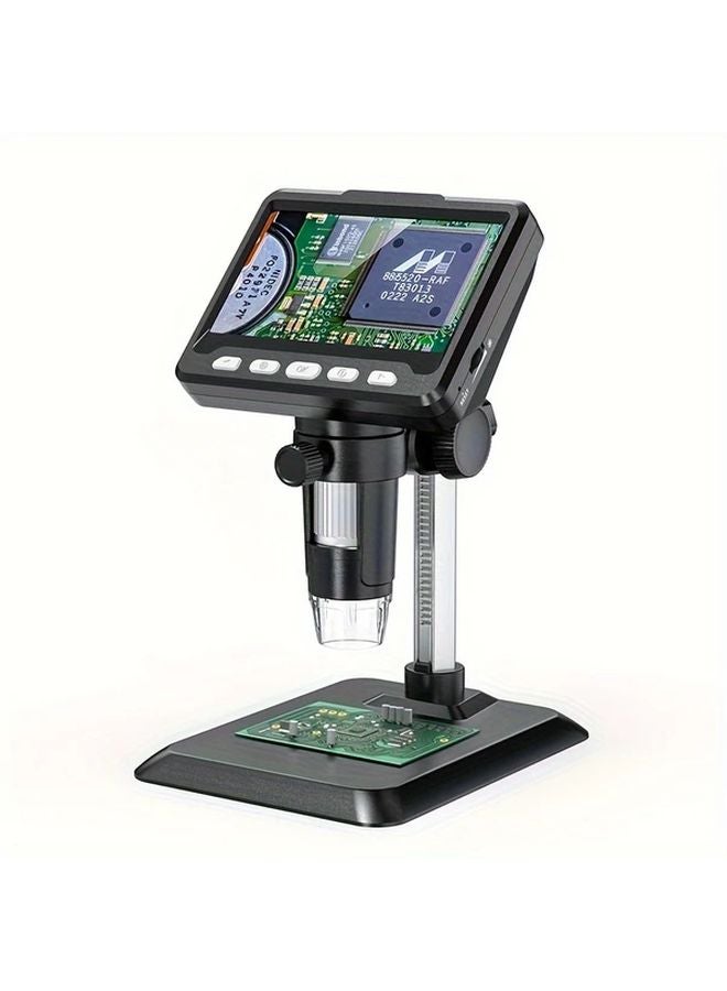 Black And White 4.3 Inch Digital Microscope 1000X Magnification 8 LED Lights For Electronics Hobbyists Science Students - Image 1