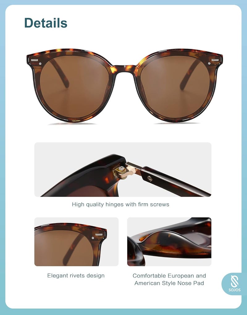 Sojos Classic Retro Round Sunglasses Women Men Large Glasses SJ2067 - Image 4