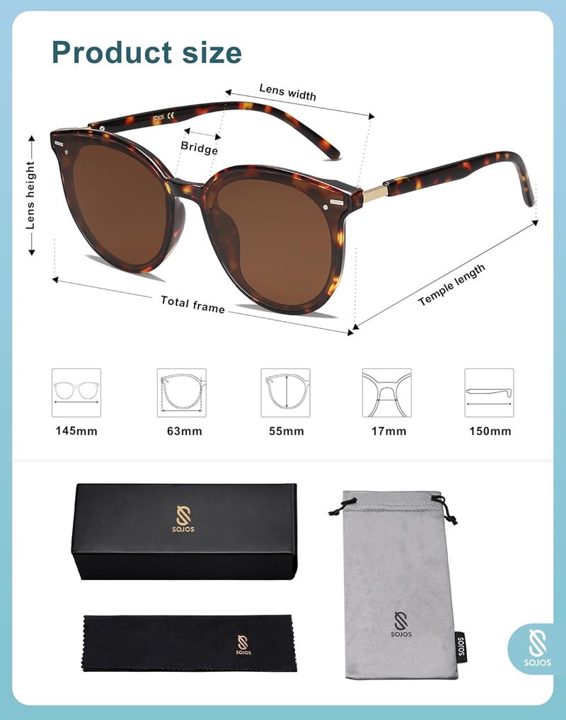 Sojos Classic Retro Round Sunglasses Women Men Large Glasses SJ2067 - Image 5