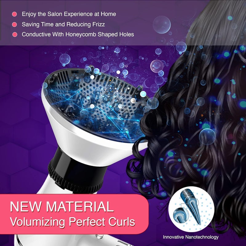 SZYCKJGS Universal Hair Diffuser Adjustable Hair Dryer Attachment to Fit Nozzles from 1¹¹⁄₁₆ to 2¼ inches for Curly and Natural Wavy Hair (White) - Image 3