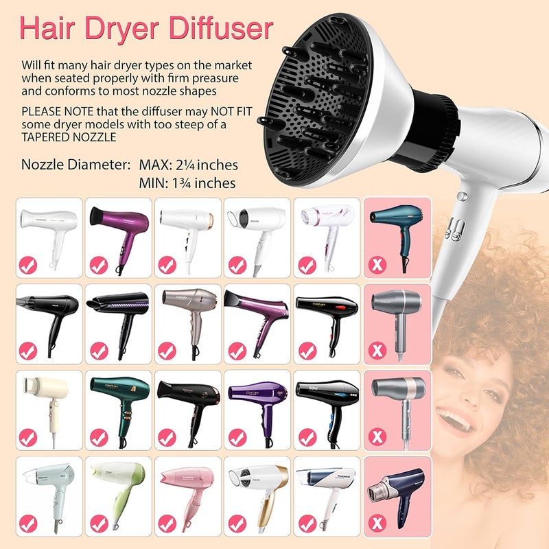 SZYCKJGS Universal Hair Diffuser Adjustable Hair Dryer Attachment to Fit Nozzles from 1¹¹⁄₁₆ to 2¼ inches for Curly and Natural Wavy Hair (White) - Image 4