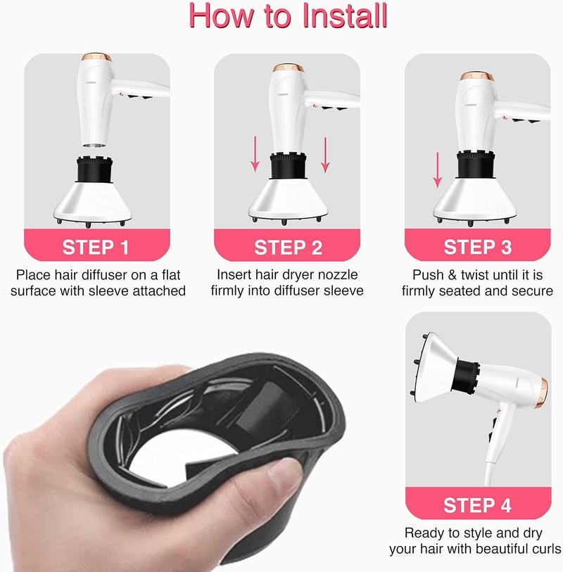 SZYCKJGS Universal Hair Diffuser Adjustable Hair Dryer Attachment to Fit Nozzles from 1¹¹⁄₁₆ to 2¼ inches for Curly and Natural Wavy Hair (White) - Image 5