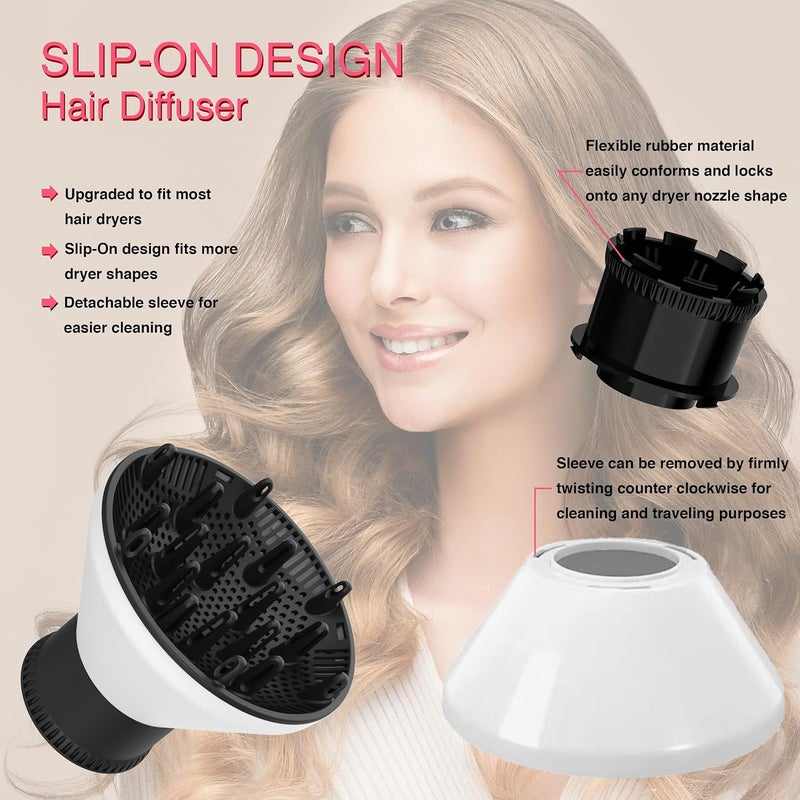 SZYCKJGS Universal Hair Diffuser Adjustable Hair Dryer Attachment to Fit Nozzles from 1¹¹⁄₁₆ to 2¼ inches for Curly and Natural Wavy Hair (White) - Image 2
