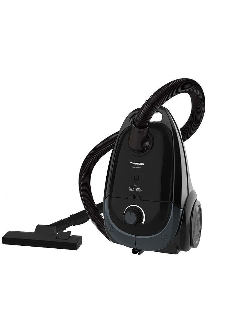 مكنسة كهربائية تورنيدو 1600 وات فلتر مضاد للبكتيريا أسود TVC-160SP