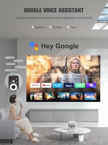 VOPLLS 【Official Licensed Google TV】4K Smart Projector with WiFi and Bluetooth, VOPLLS Outdoor Projectors with Dolby/Auto Focus, Portable Movie Phone Wireless Gaming Wifi Proyector for Bedroom/Home/Celling - Image 3