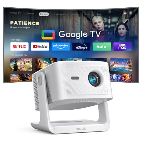 VOPLLS 【Official Licensed Google TV】4K Smart Projector with WiFi and Bluetooth, VOPLLS Outdoor Projectors with Dolby/Auto Focus, Portable Movie Phone Wireless Gaming Wifi Proyector for Bedroom/Home/Celling - Image 1