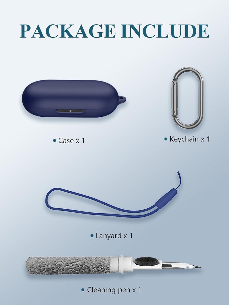 WUNIAK for Soundcore by Anker V30i Case Cover, Soft Silicone Protective Portable Scratch Shock Resistant Compatible with Anker Soundcore V30i Shell with Cleaner Kit & Carabiner & Lanyard，Blue. - Image 3