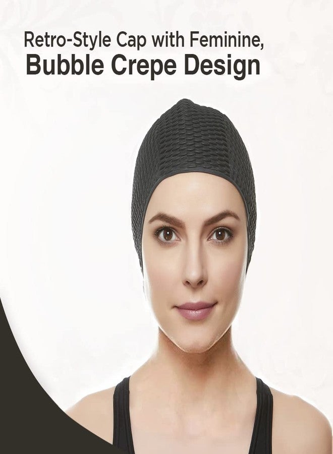 Beemo Latex with Embossed Flower Pattern Ornament Swim Bathing Cap - White - Image 5