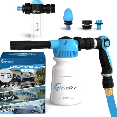 WAVESRX Boat & PWC Soap & Engine Flush Mixer Bundle – Wash Spray for Pressure Washer Accessories, Garden Hose & Jetski Cleaning Kits | Dual-Use Foamer Spray Gun | Jet Ski & Boat Cleaning Supplies - Image 1