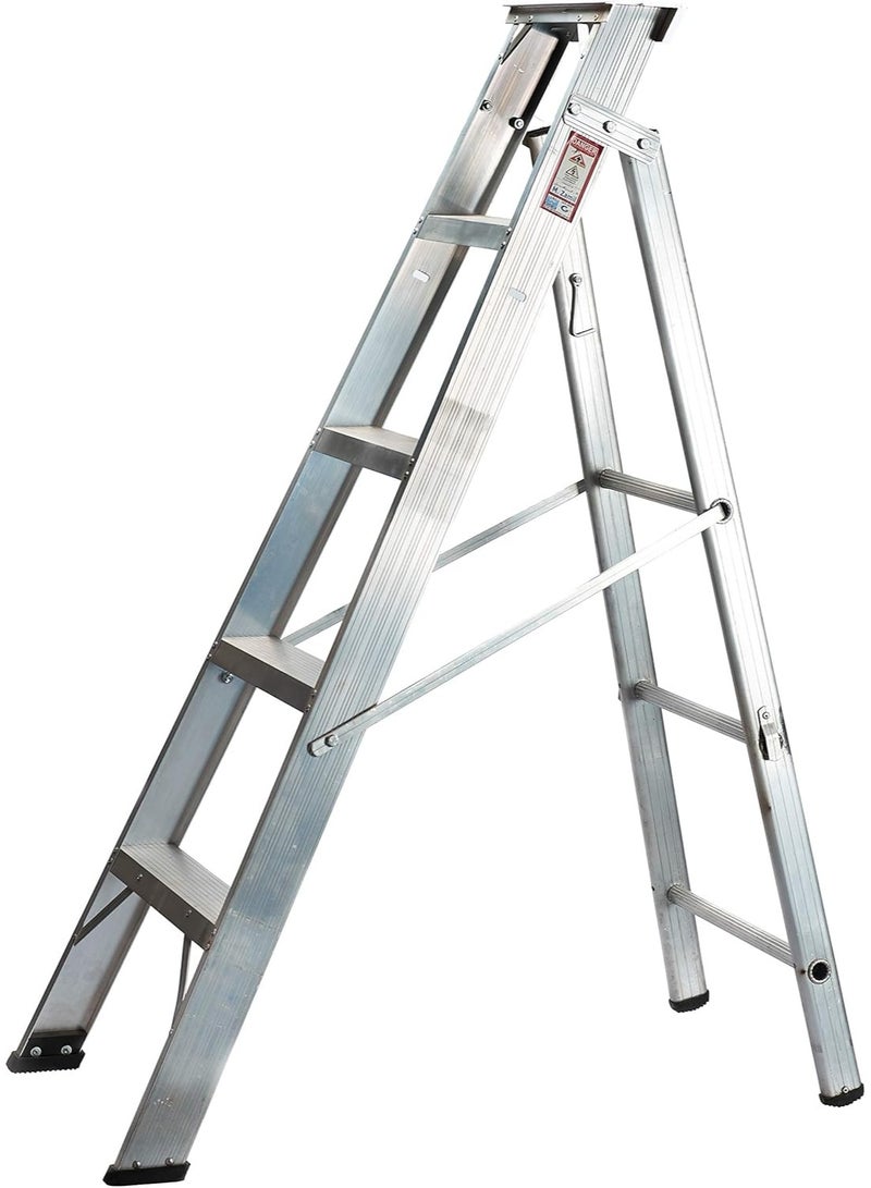 Zamil 5-Step Aluminum Home Ladder – Strong & Lightweight with Non-Slip Rubber Steps and Base – Safe, Foldable & Easy to Store – Elegant Silver Finish - Image 1
