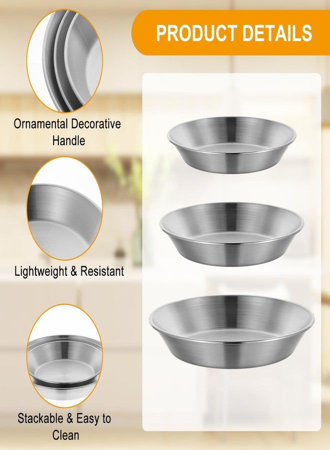 Tobeelec 3 Pcs Stainless Steel Pie Pan Set, Pizza Pan Deep Pie Dish Pie Plate Baking Tray Dishes for Pizza Baking Serving Oven Grill, 3 Sizes - Image 4