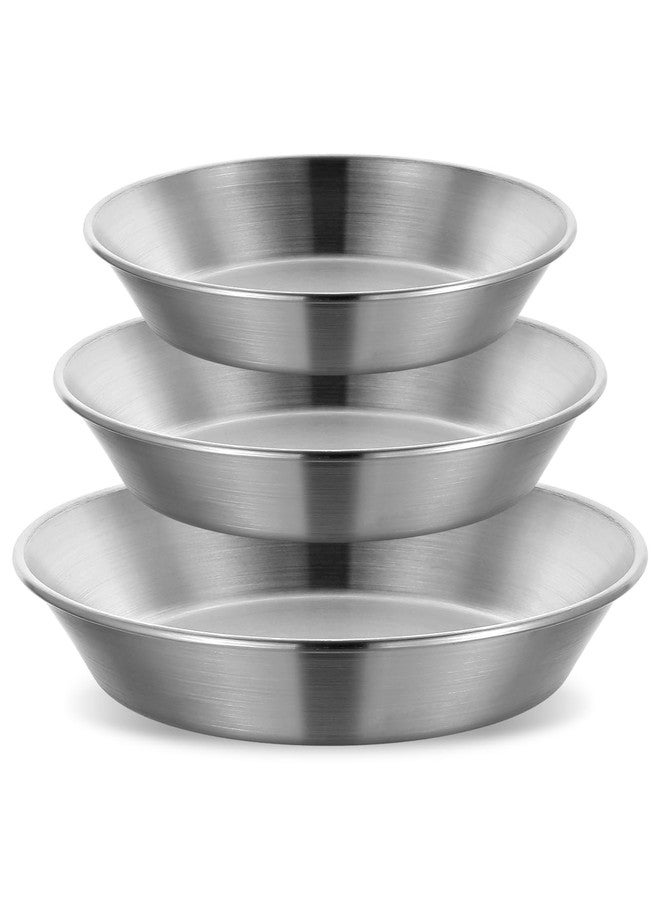 Tobeelec 3 Pcs Stainless Steel Pie Pan Set, Pizza Pan Deep Pie Dish Pie Plate Baking Tray Dishes for Pizza Baking Serving Oven Grill, 3 Sizes - Image 1