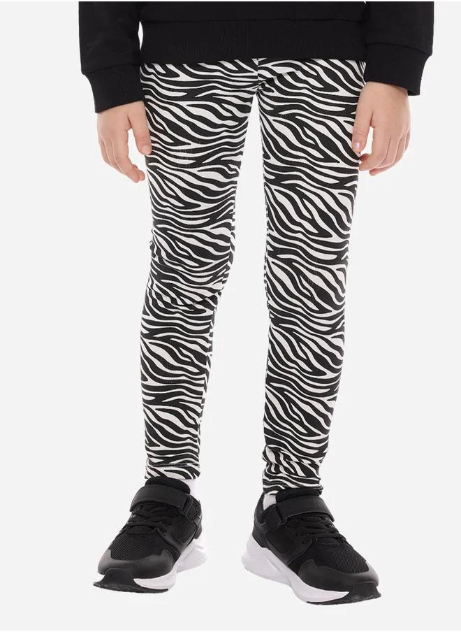 victor and jane Graphic Print Round Neck Sweatshirt & Animal Print Leggings Set by Styli
