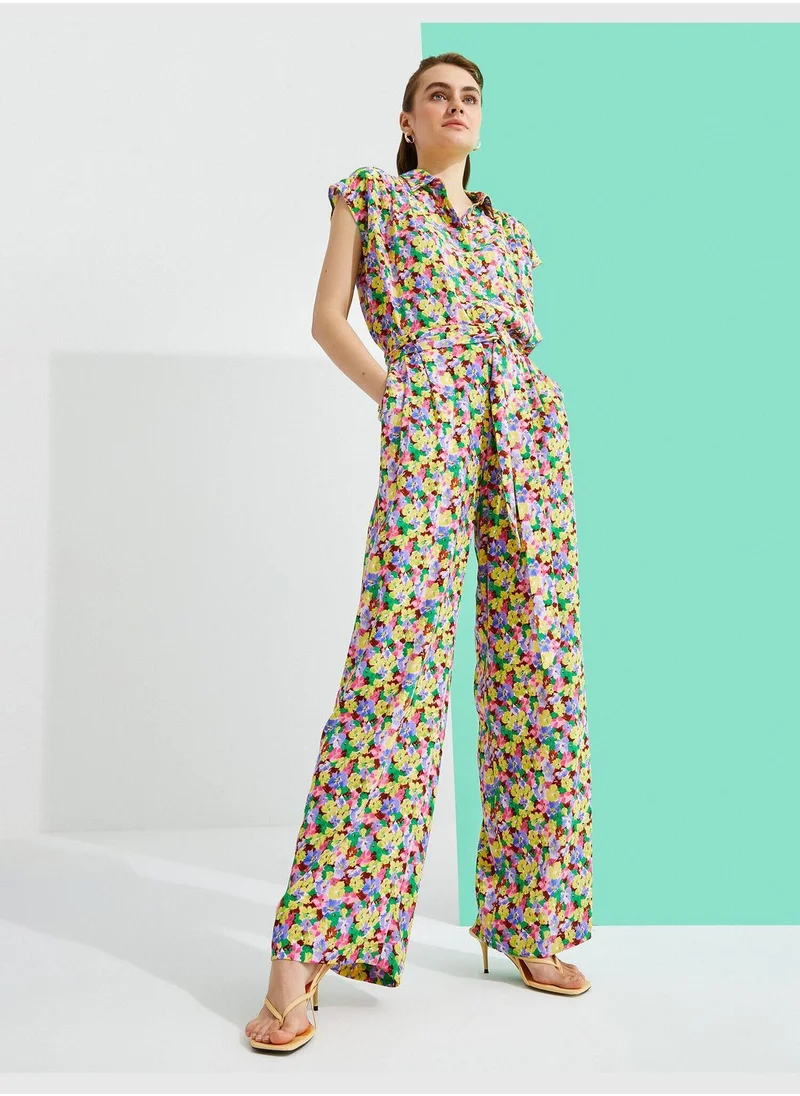 KOTON Flower Printed Wide Leg Pants